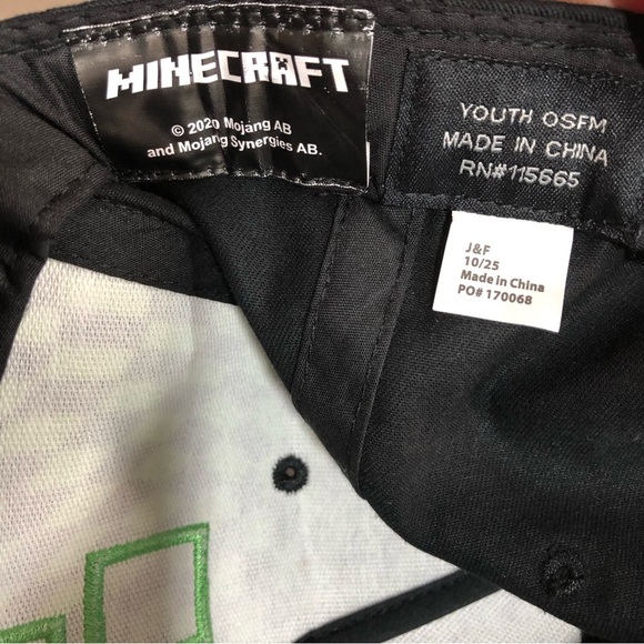 Minecraft Creeper Adjustable Snapback Green and Black Youth Hat Cap - Picture 8 of 9